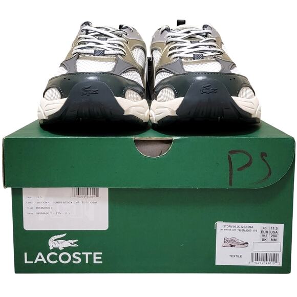 Lacoste Men Storm 96 2K Low Top Dad Sneakers Size US 11.5 Off White Dark Green main image 5